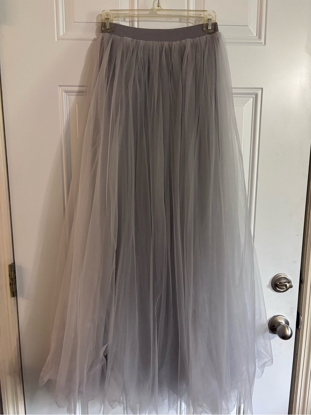 Elegant Gray Tulle Maxi Skirt - Women